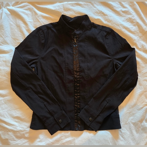 NWOT; MEXX Vintage Bomber Jacket; Black; Size 8; Great Zipper Detail; Snap Cuffs - Picture 11 of 16
